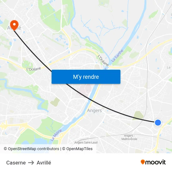Caserne to Avrillé map