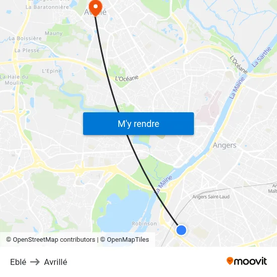Eblé to Avrillé map