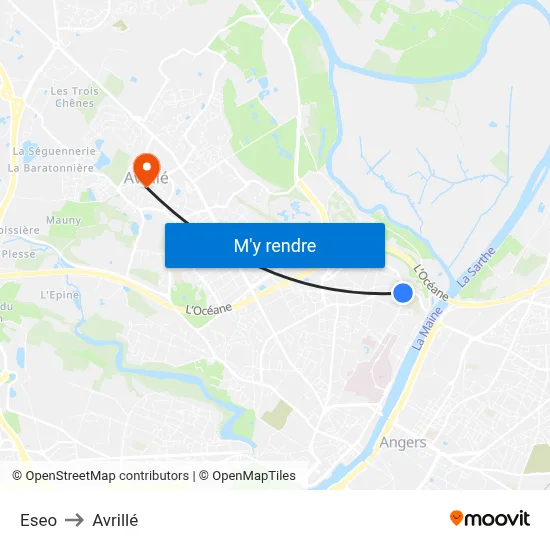 Eseo to Avrillé map