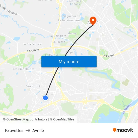 Fauvettes to Avrillé map