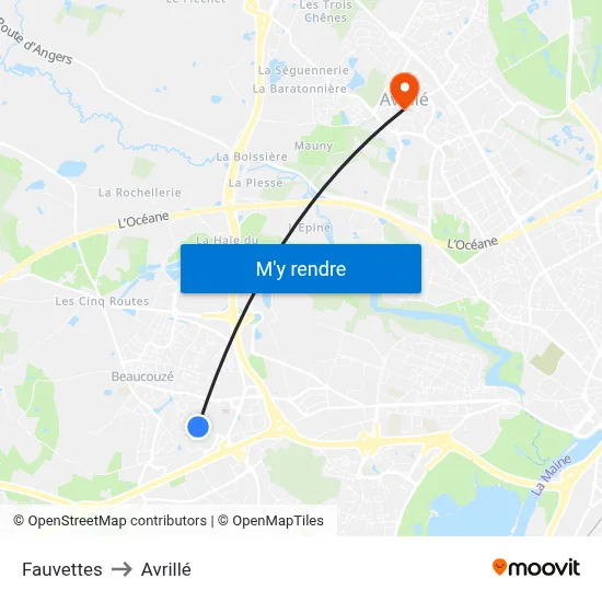 Fauvettes to Avrillé map