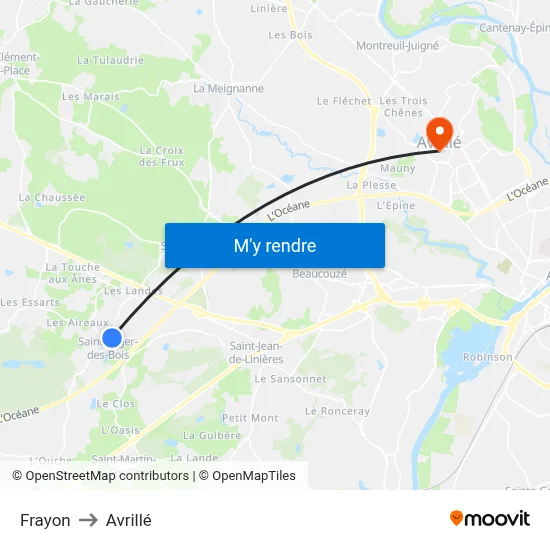 Frayon to Avrillé map