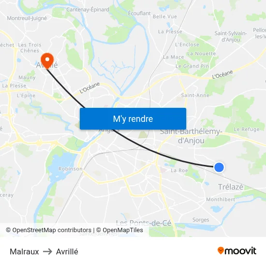 Malraux to Avrillé map