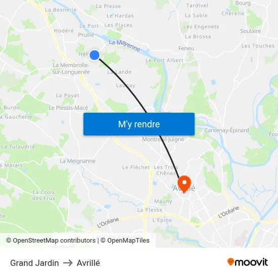Grand Jardin to Avrillé map