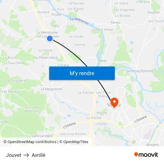 Jouvet to Avrillé map
