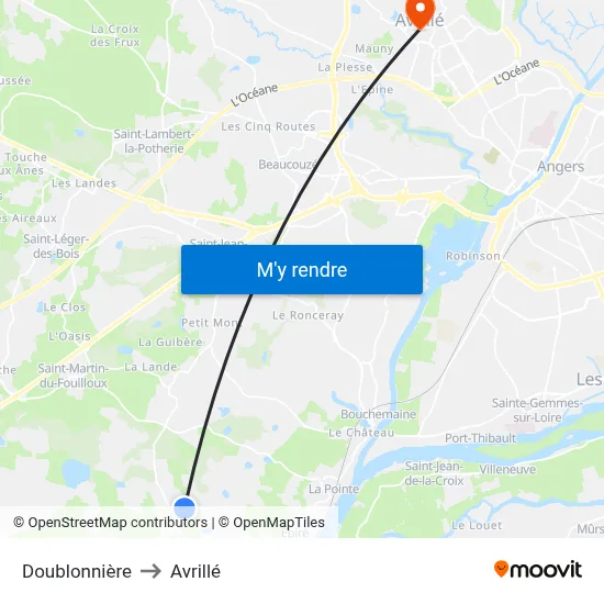 Doublonnière to Avrillé map