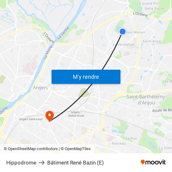 Hippodrome to Bâtiment René Bazin (E) map