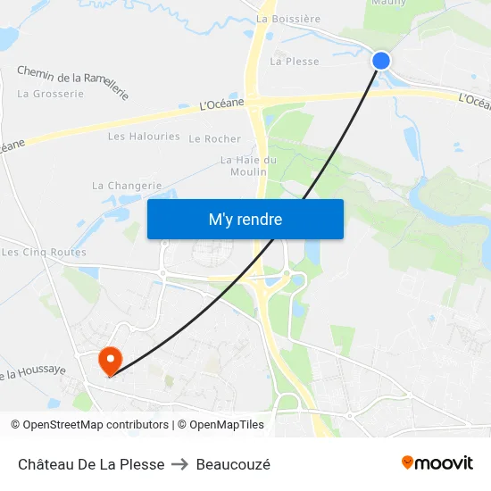 Château De La Plesse to Beaucouzé map