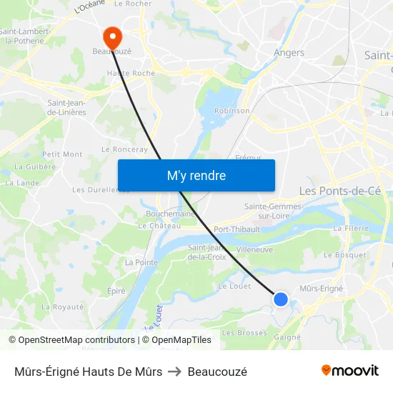 Mûrs-Érigné Hauts De Mûrs to Beaucouzé map
