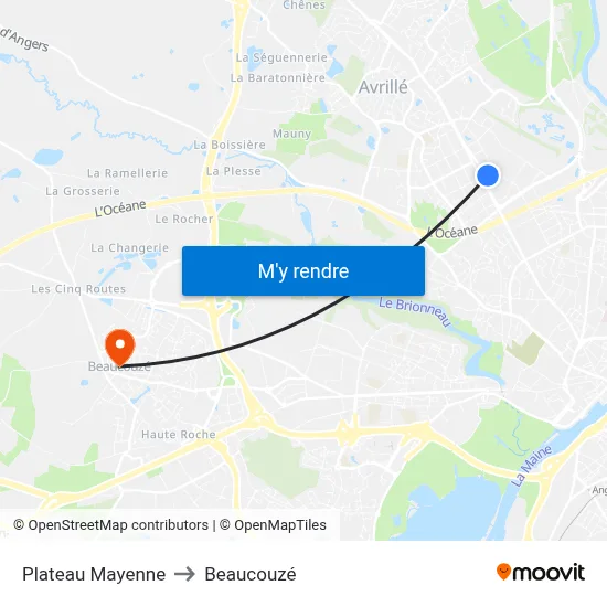 Plateau Mayenne to Beaucouzé map