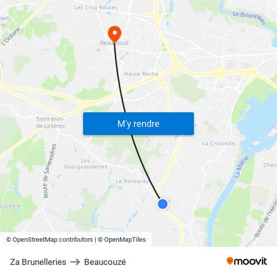 Za Brunelleries to Beaucouzé map