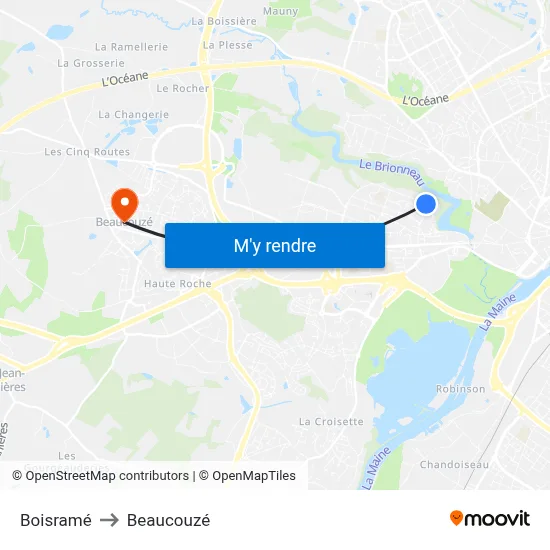 Boisramé to Beaucouzé map