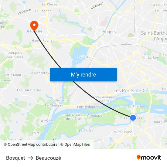 Bosquet to Beaucouzé map