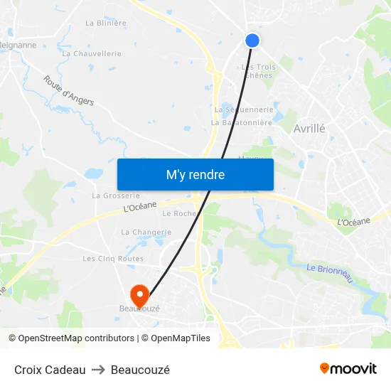 Croix Cadeau to Beaucouzé map
