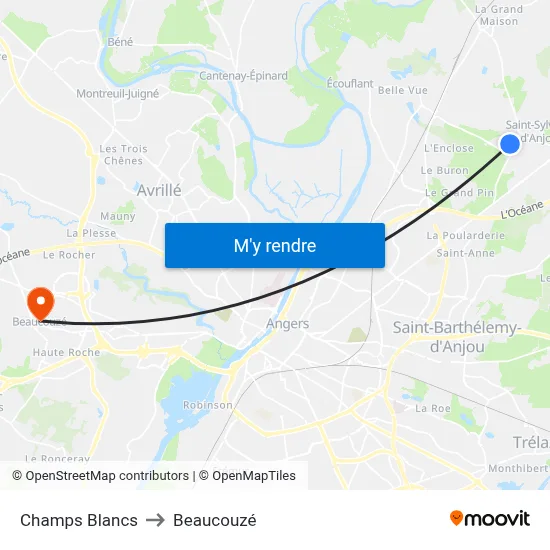 Champs Blancs to Beaucouzé map