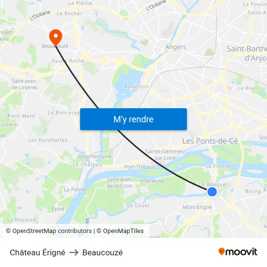 Château Érigné to Beaucouzé map