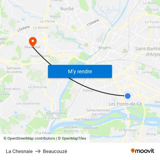 La Chesnaie to Beaucouzé map
