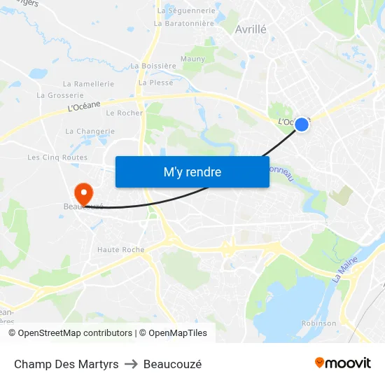 Champ Des Martyrs to Beaucouzé map
