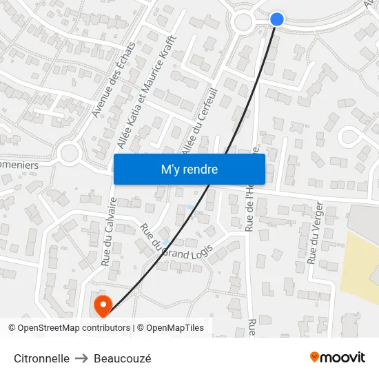 Citronnelle to Beaucouzé map