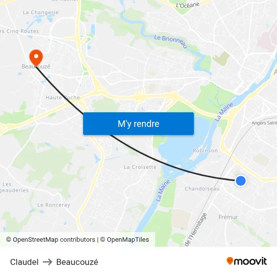Claudel to Beaucouzé map