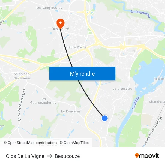 Clos De La Vigne to Beaucouzé map