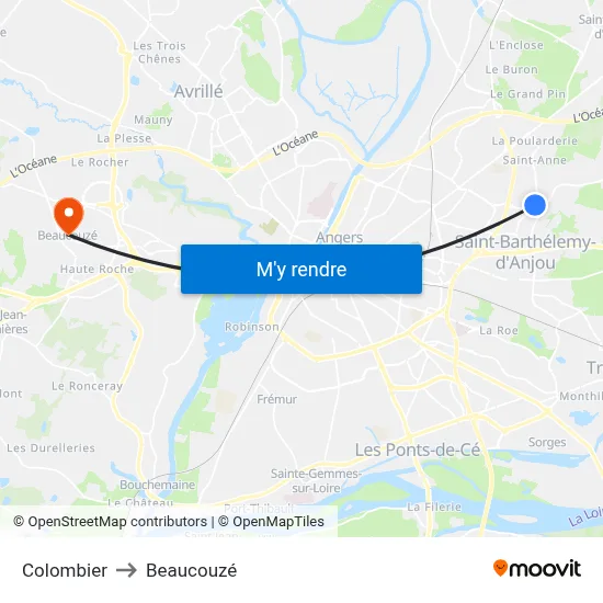 Colombier to Beaucouzé map