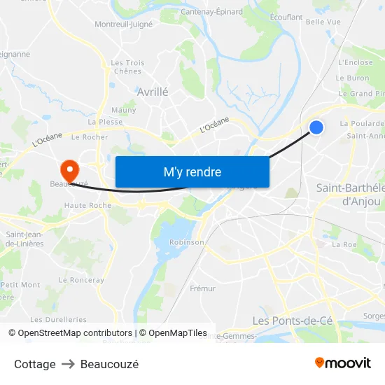 Cottage to Beaucouzé map