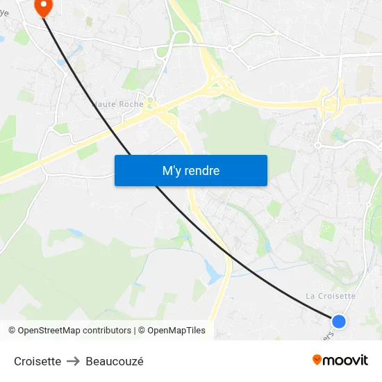 Croisette to Beaucouzé map