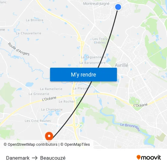 Danemark to Beaucouzé map