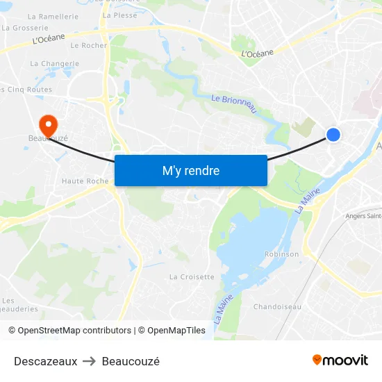 Descazeaux to Beaucouzé map