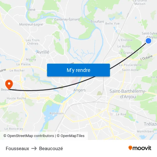 Fousseaux to Beaucouzé map