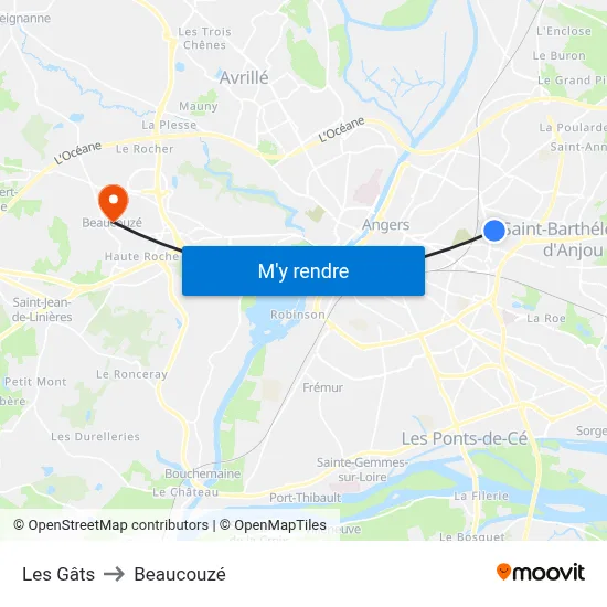 Les Gâts to Beaucouzé map