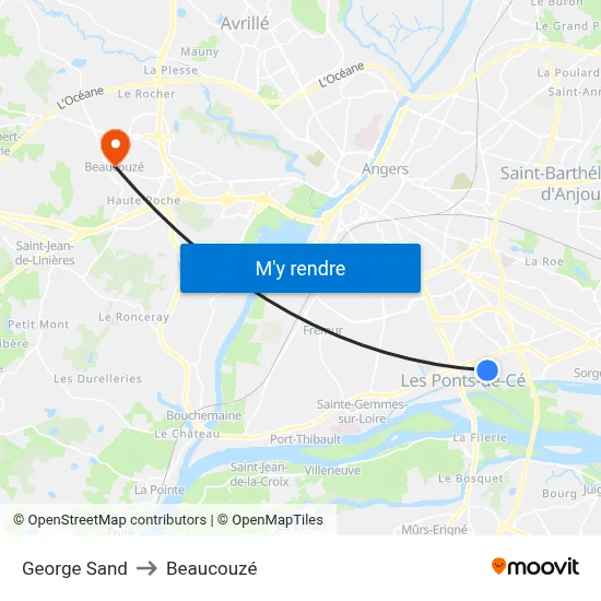 George Sand to Beaucouzé map