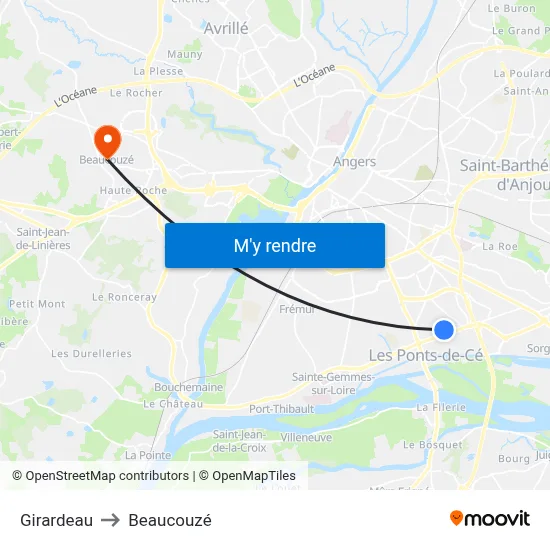 Girardeau to Beaucouzé map