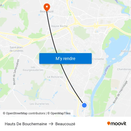 Hauts De Bouchemaine to Beaucouzé map