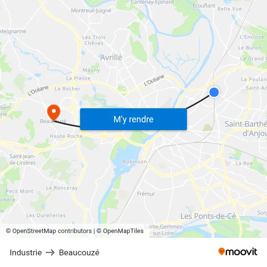 Industrie to Beaucouzé map