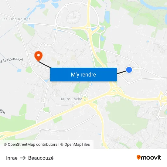 Inrae to Beaucouzé map