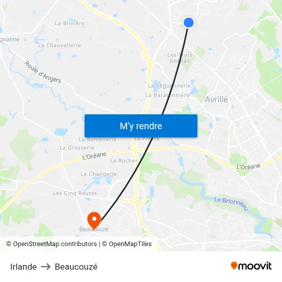 Irlande to Beaucouzé map