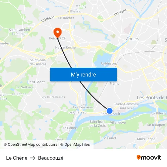 Le Chêne to Beaucouzé map