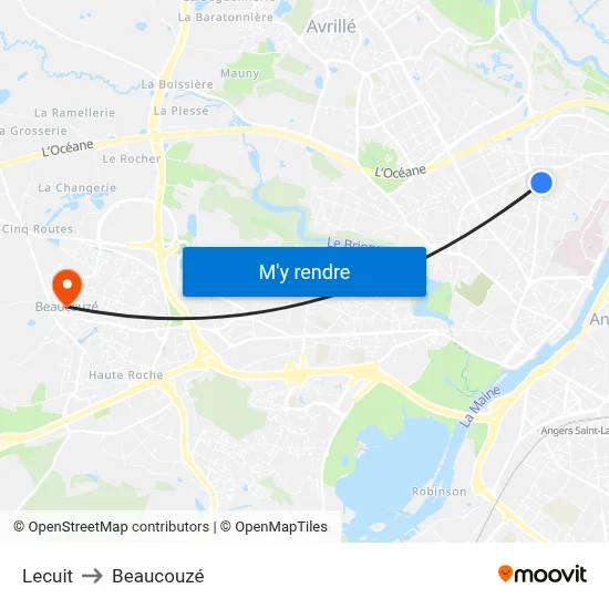 Lecuit to Beaucouzé map