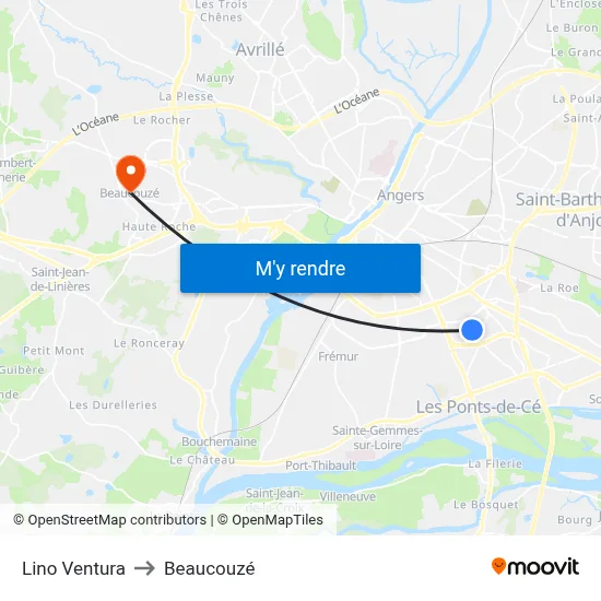 Lino Ventura to Beaucouzé map