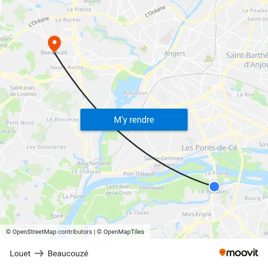 Louet to Beaucouzé map