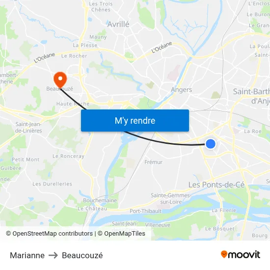Marianne to Beaucouzé map