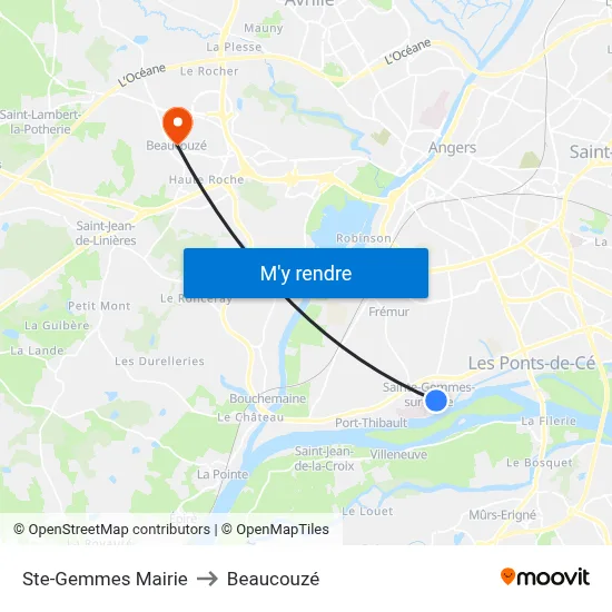 Ste-Gemmes Mairie to Beaucouzé map
