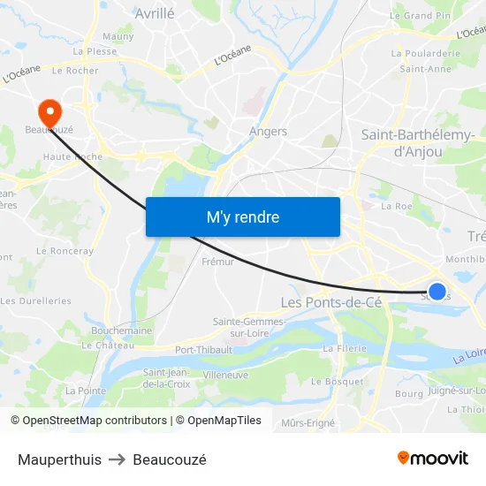 Mauperthuis to Beaucouzé map