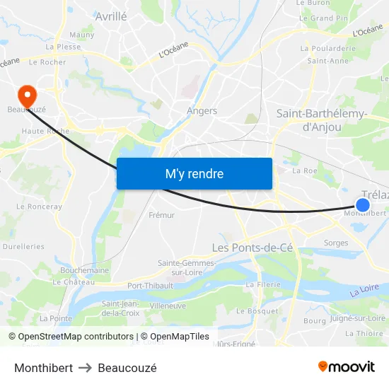 Monthibert to Beaucouzé map
