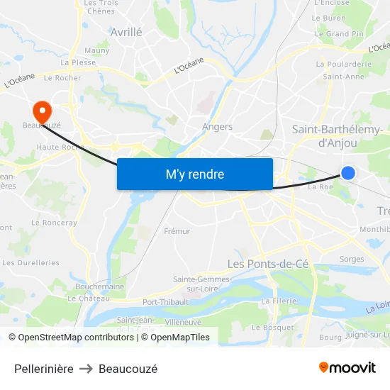Pellerinière to Beaucouzé map