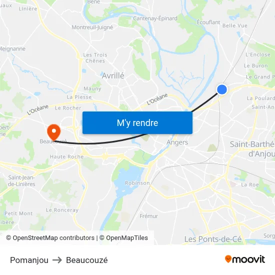 Pomanjou to Beaucouzé map