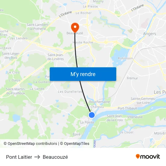 Pont Laitier to Beaucouzé map