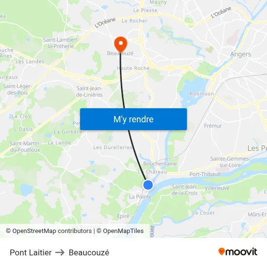 Pont Laitier to Beaucouzé map